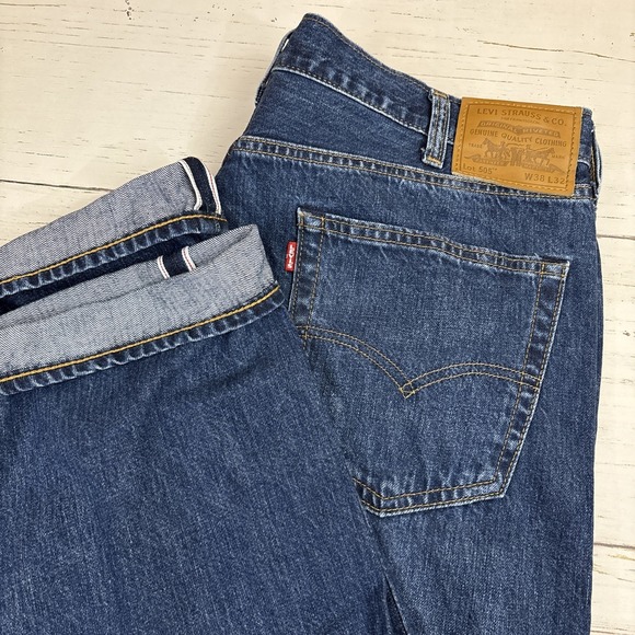 Levi's Other - Levi's 505 Selvedge Jeans Mens 38x32 Blue Denim Straight Zip Fly Dark Wash